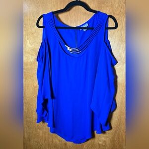 BOLD elements Royal Blue Cold Shoulder Blouse
